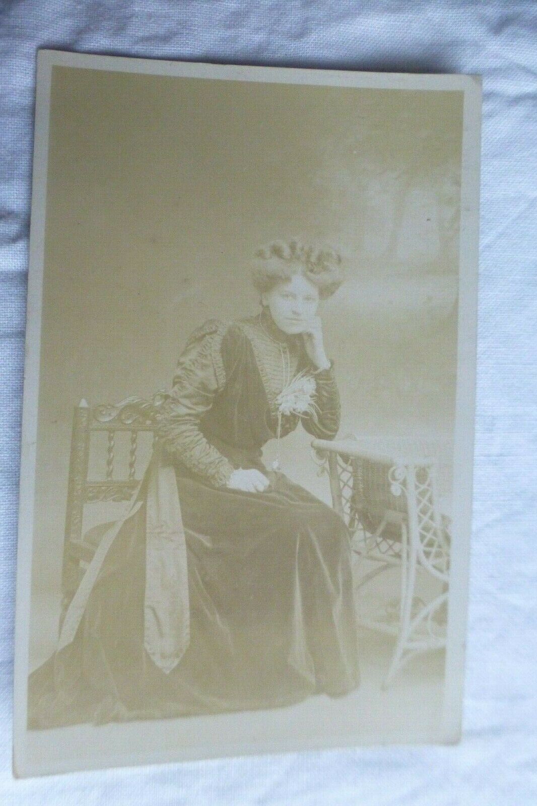 M571 Real Photo Studio PORTRAIT Of A WOMAN Brockbank WINDERMERE Postcard c1900s