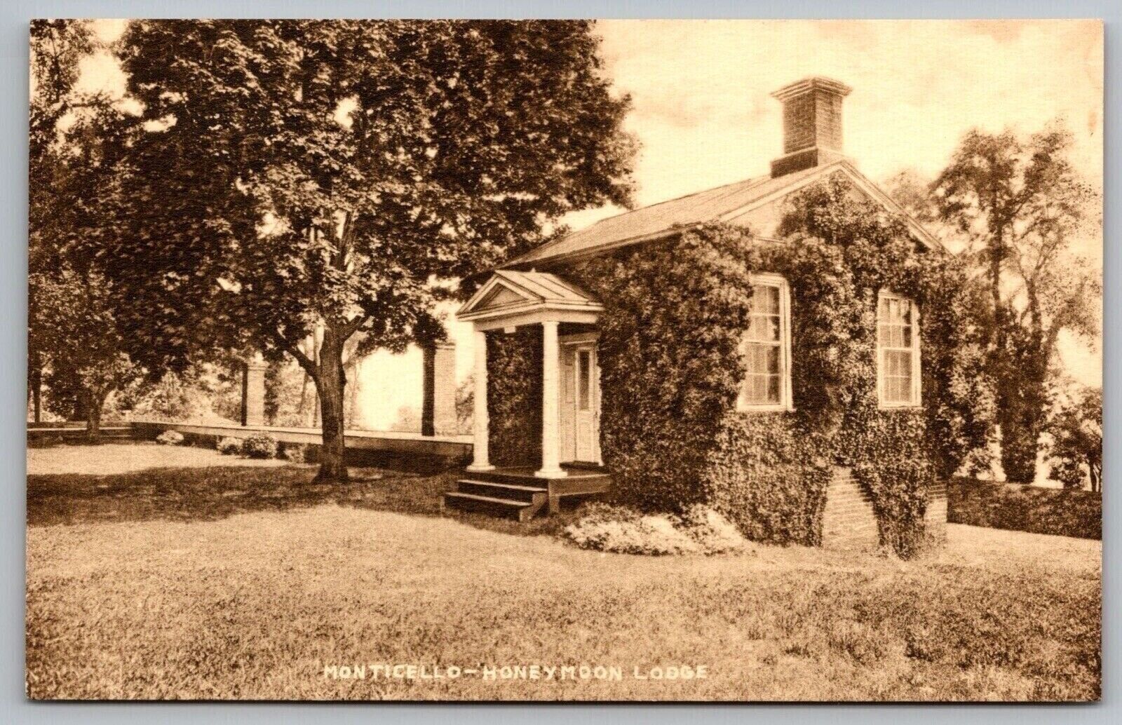 Monticello Honeymoon Lodge Sepia Thomas Jefferson Home Historic VNG UNP Postcard