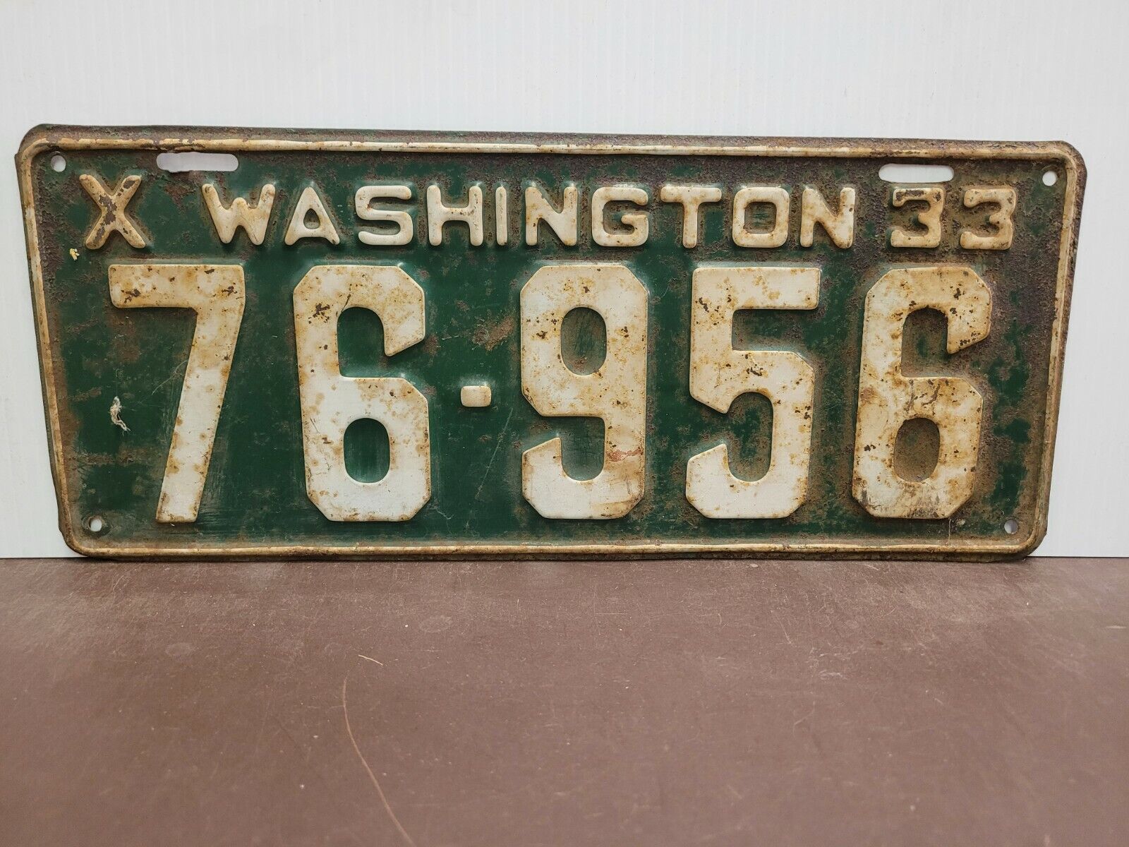 1933 Washington License Plate Tag Original