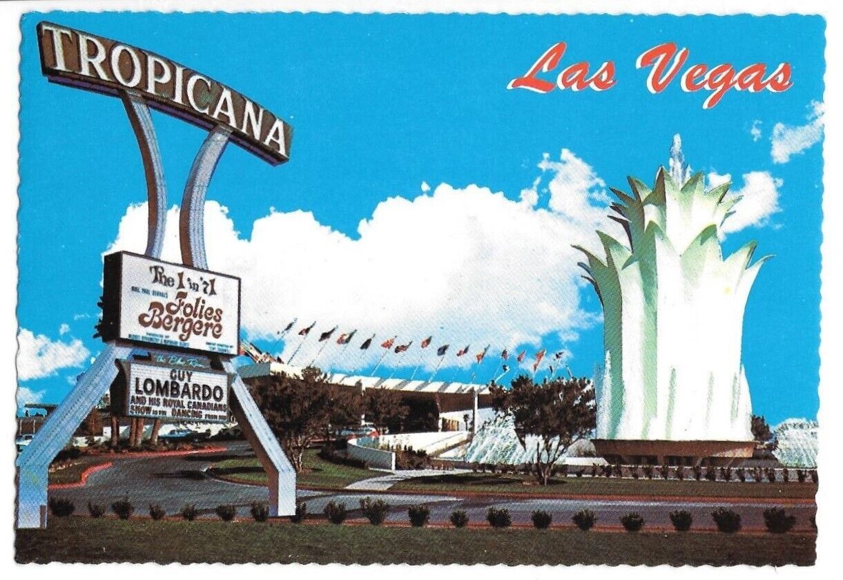 Tropicana Hotel Casino Las Vegas Folies Bergere 71 Marquee Guy Lombardo postcard