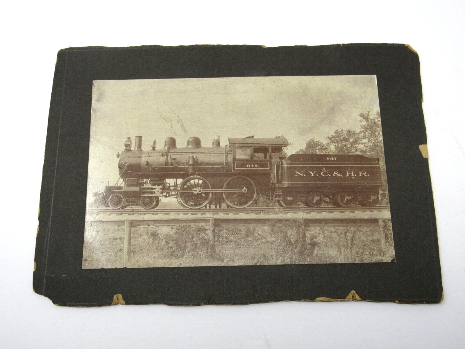 c1890s New York Central and Hudson River Steam Locomotive Railroad Cabinet Photo