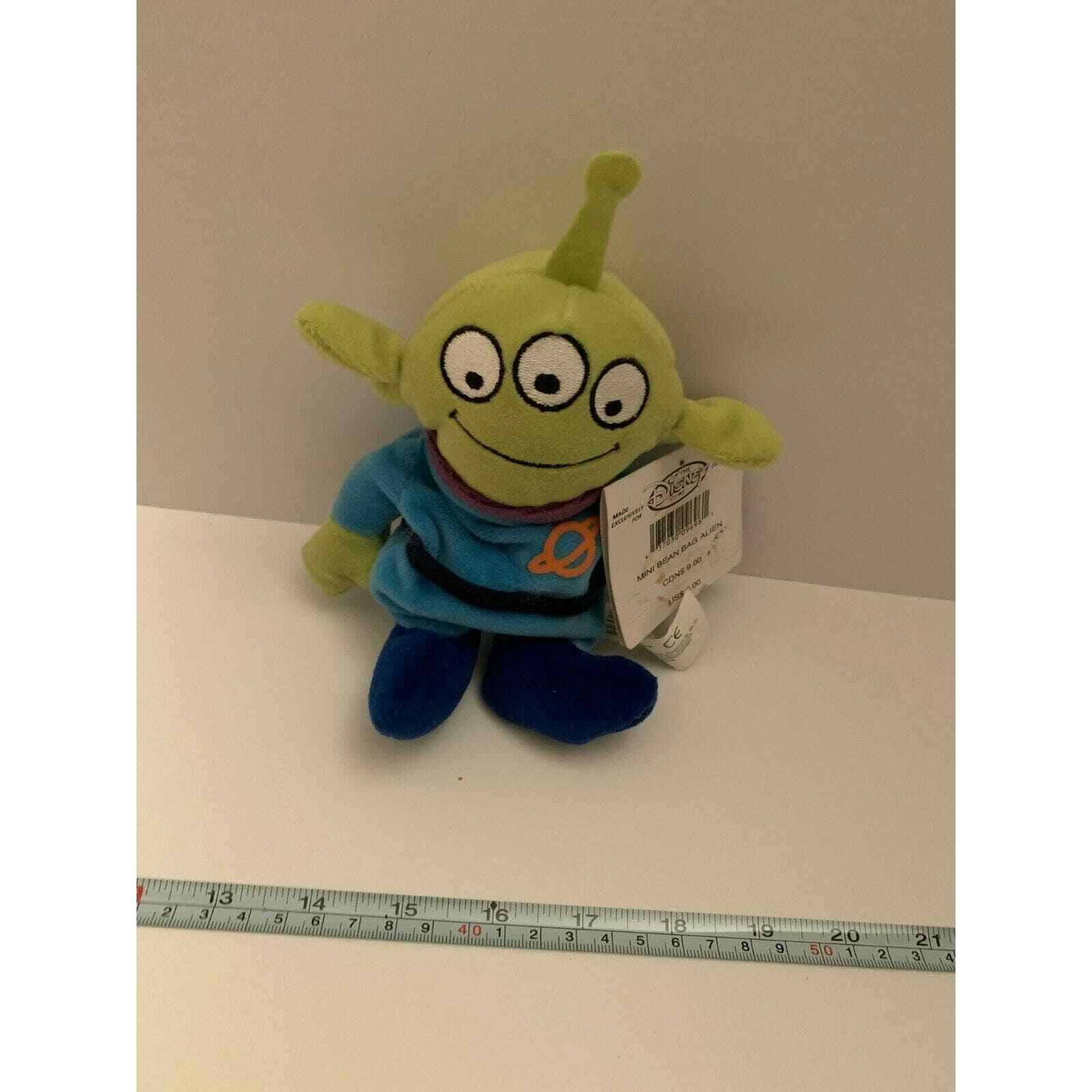 Disney Store Plush Bean Bag Toy Story Alien Green UFO Tag 8\
