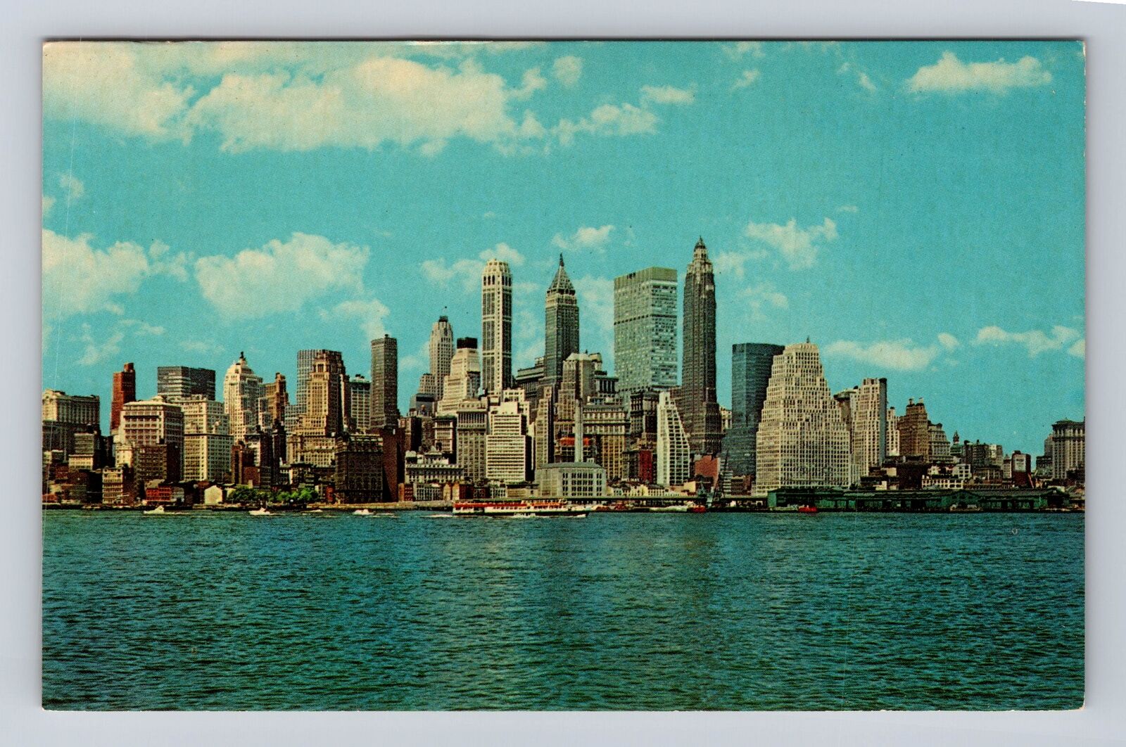 New York City NY, Lower Manhattan Skyline, Advertisement, Vintage Postcard