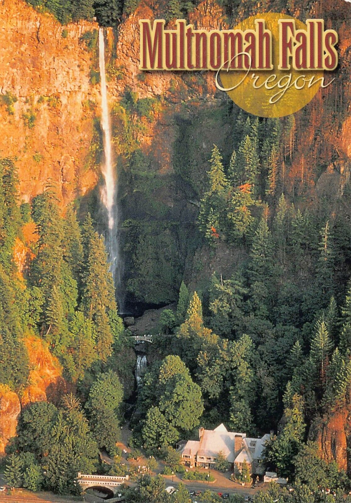 Multnomah Falls OR Oregon Lodge Bridge Fall Foliage Scenic Vtg 6x4 Postcard R1