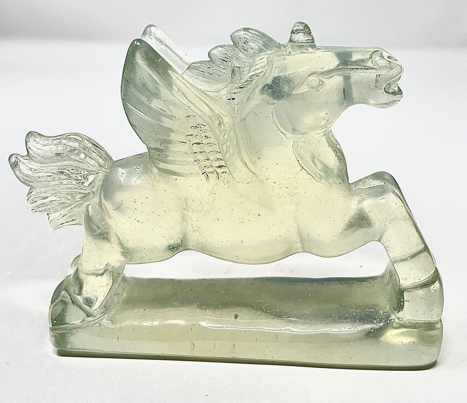 4” Opalite  Horse With Wings White Crystal Carving