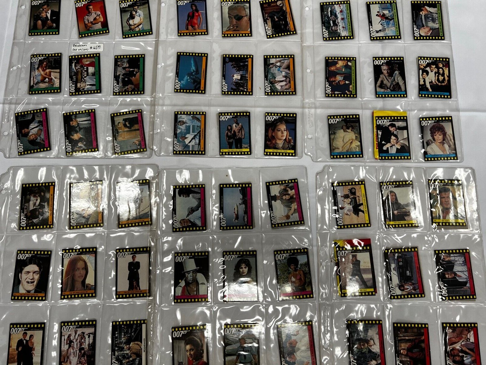 007 James Bond vintage collection of 100 Belgian trading cards 2x3 inches