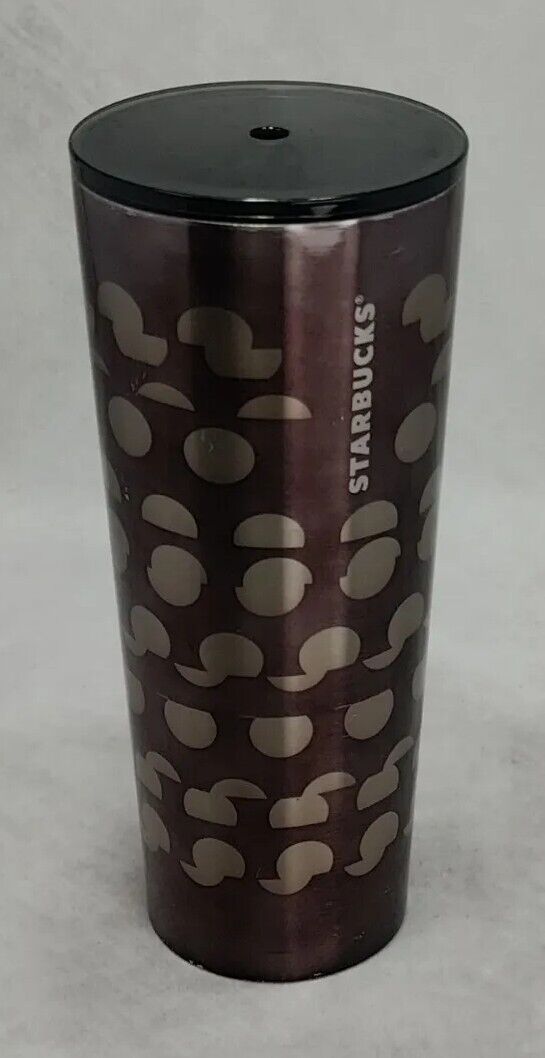 Starbucks Black Silver off centered circles Stainless Steel Cup 24 oz Tumbler
