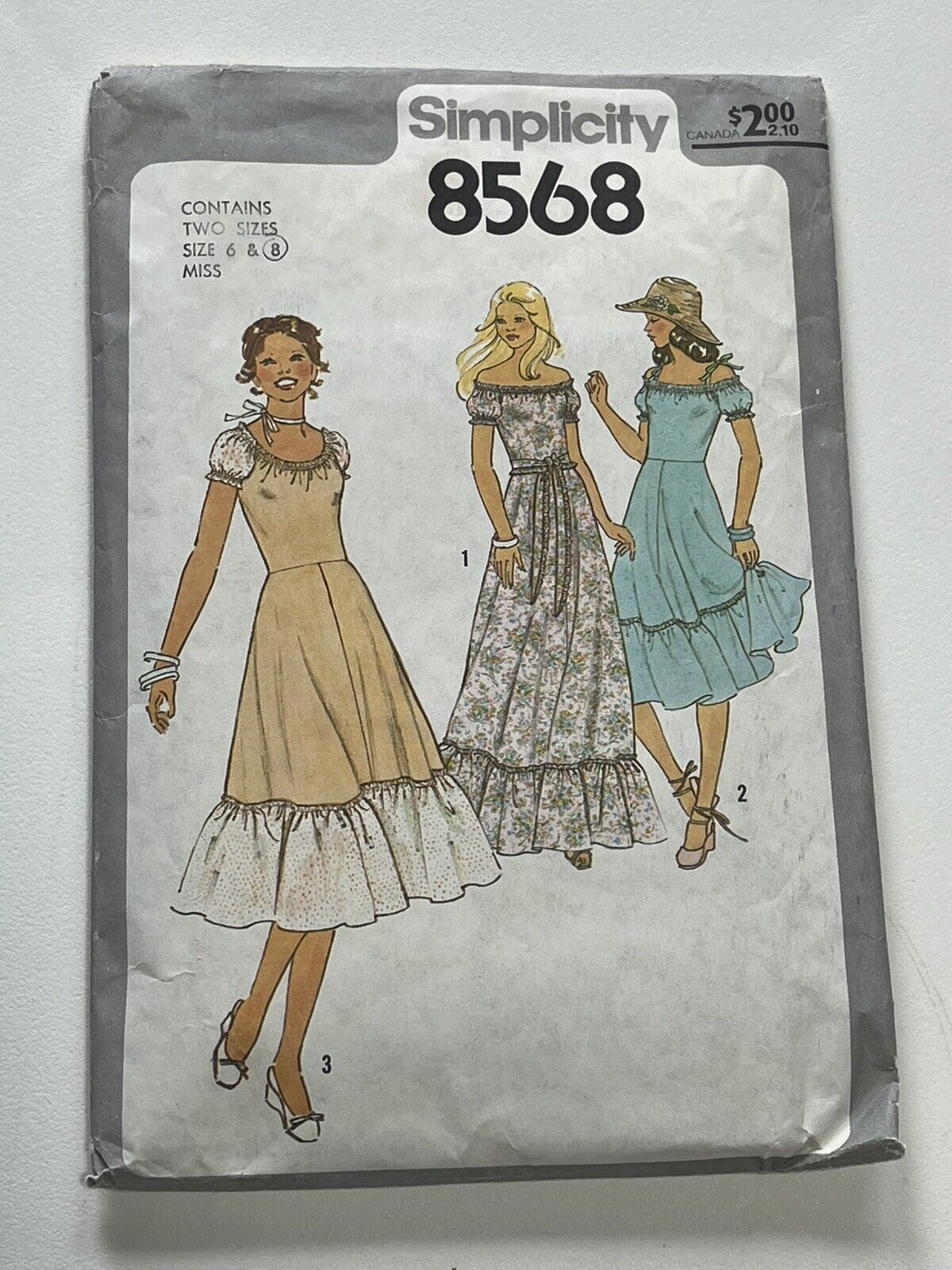 Dress Size 6-8 Cut To 8 Vintage 70s Sewing Pattern S8568 Gunne Prairie Cottage
