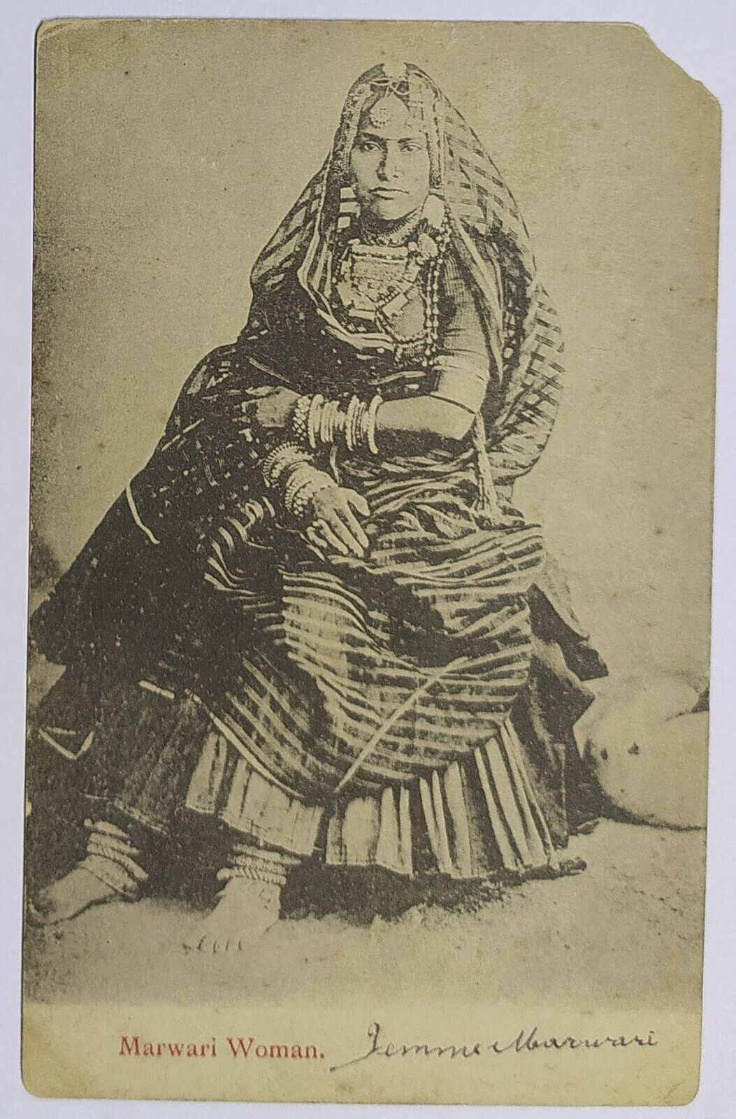 Marwari Woman India Used Post Card to Belgium Corner Cut