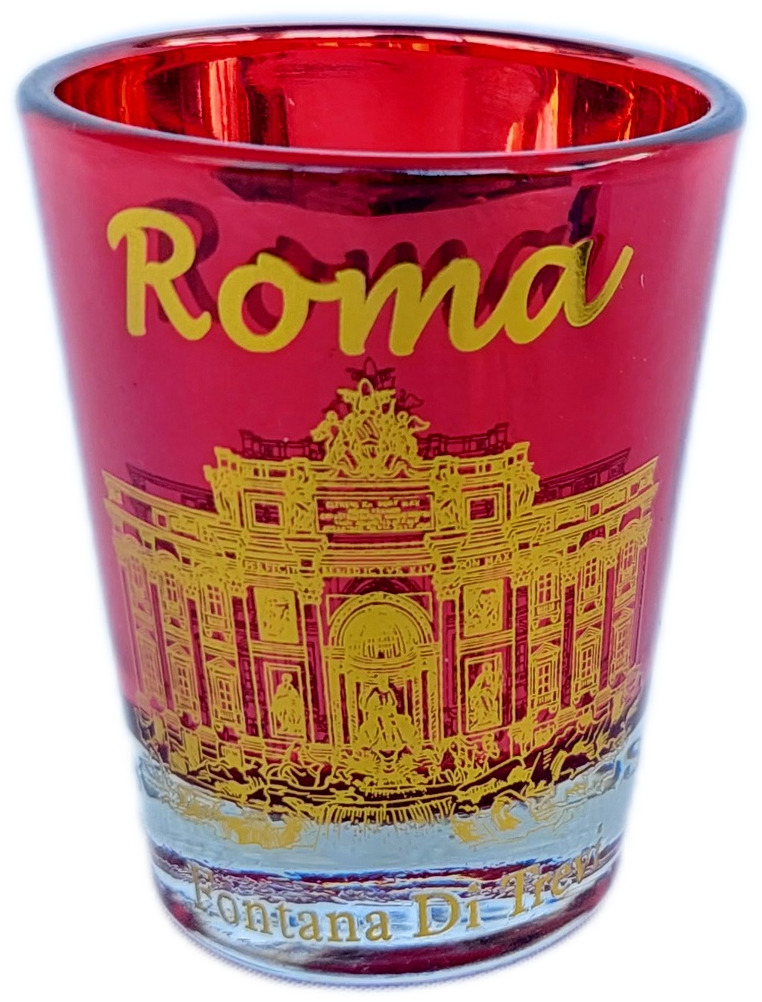 New souvenir Shot Glass Italy Tequila Rome Colosseum/Trevi Fountain red