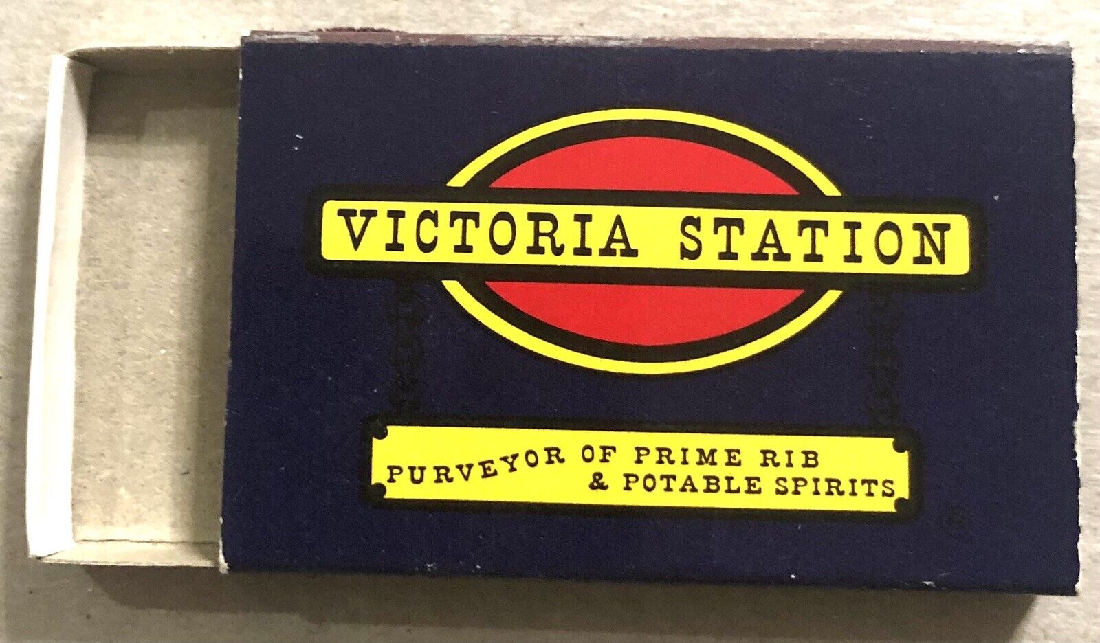 Vintage Empty Matchbook Box Cover - Victoria Station Restaurant    I