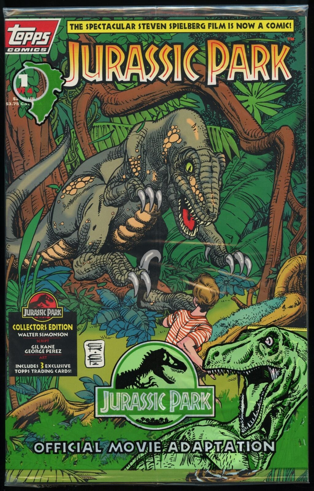 Jurassic Park #1 ~ Topps Comics ~ polybagged with cards