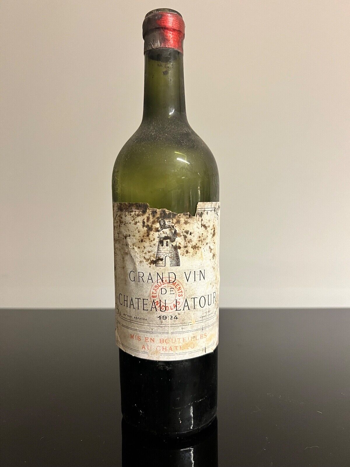 Rare Château Latour  1924 Empty Wine Bottle.