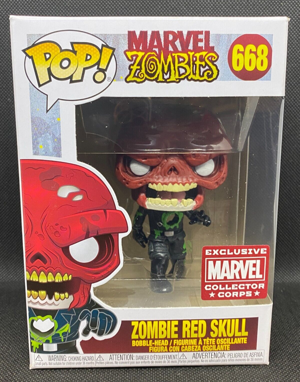 Funko Pop Zombie Red Skull 668 Marvel Zombies Collector Corps Exclusive Figure