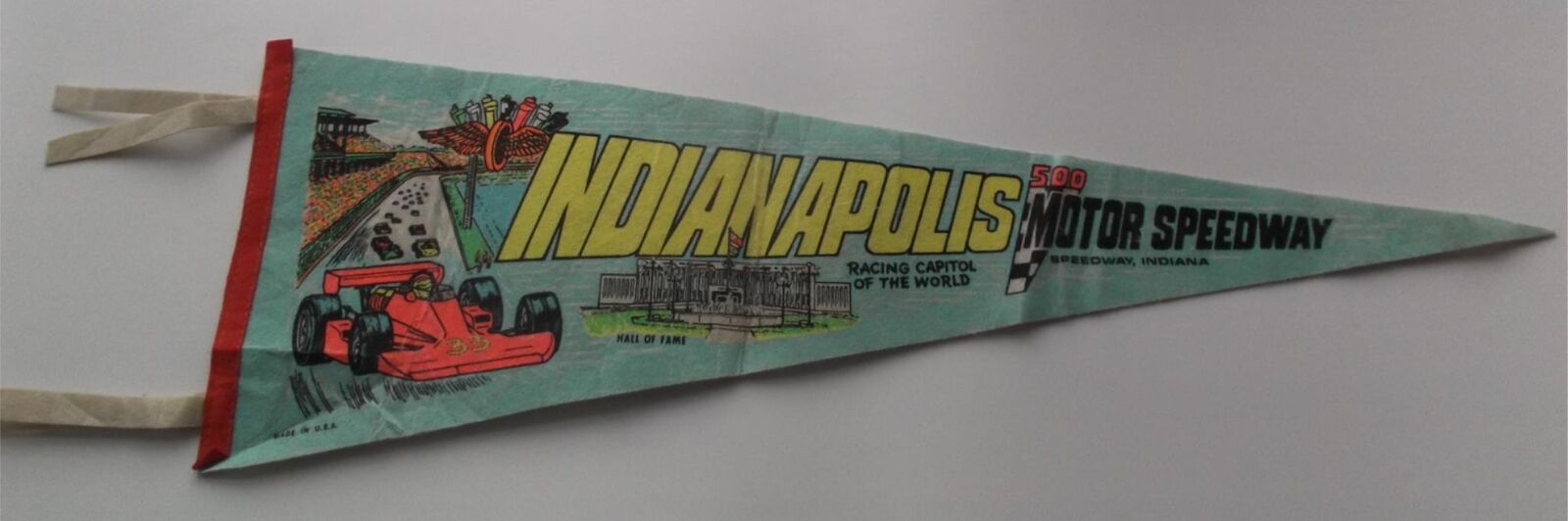 Vintage 1977 70s Indianapolis 500 Souvenir Felt Banner Motor Speedway Indiana