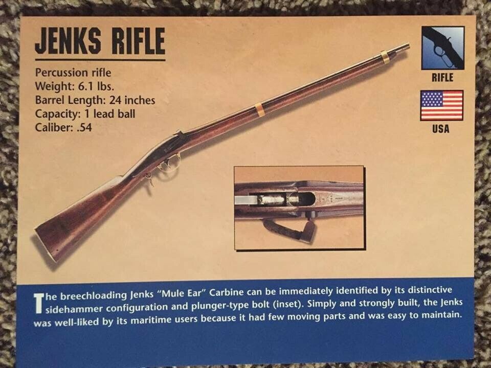 Jenks Percussion Rifle; Classic Firearms Photo Card from Atlas, exc. cond. f/s