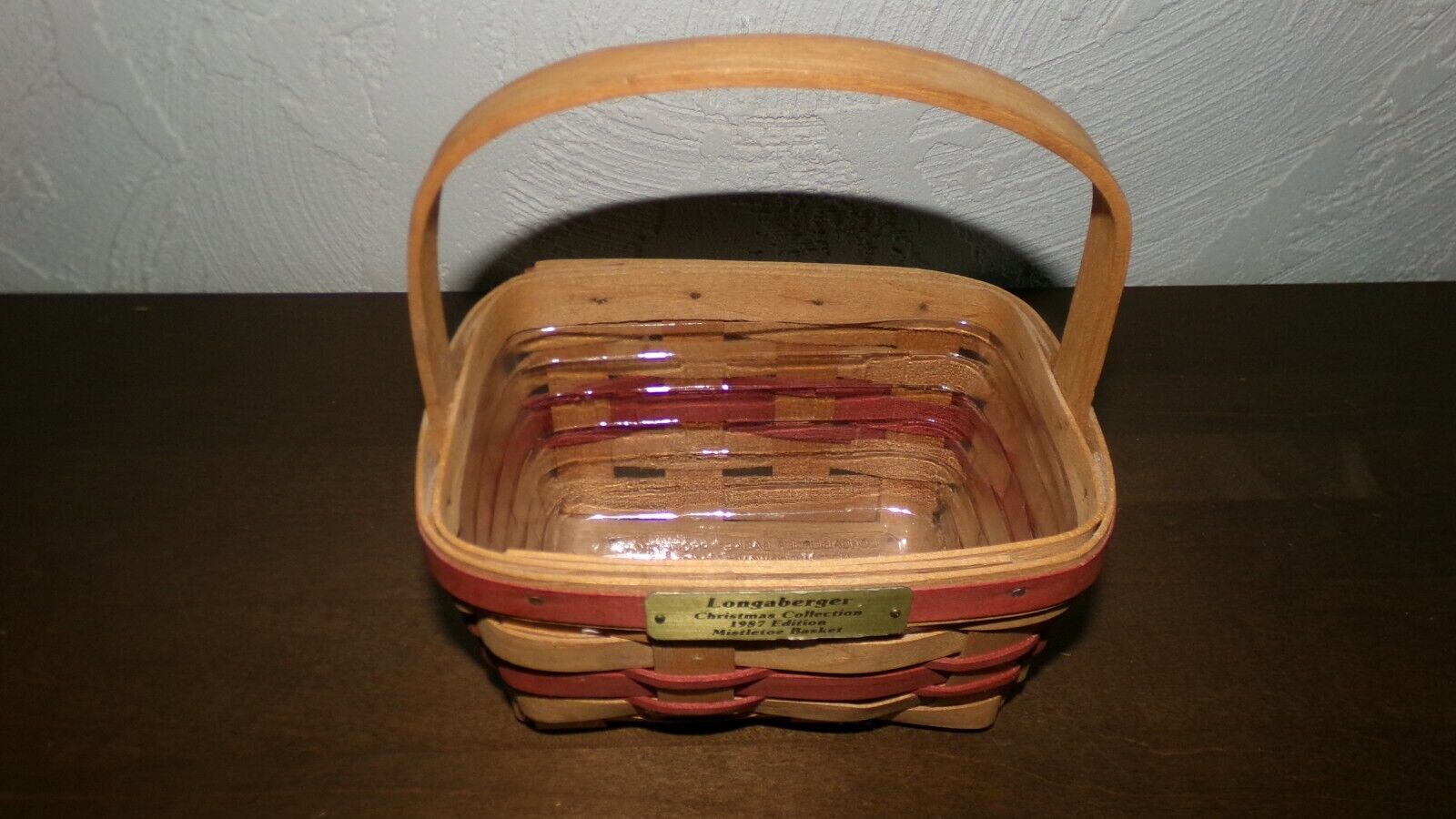 Vintage 1987 Longaberger Christmas Collection Mistletoe Basket and Protector
