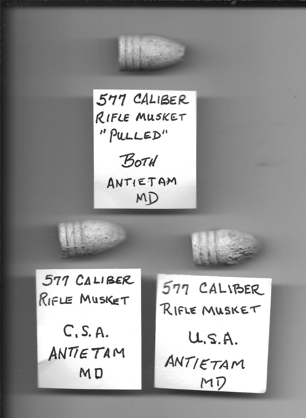 THREE Antietam, MD Civil War Genuine Bullets. A CONFEDERATE; a UNION: & BOTH.