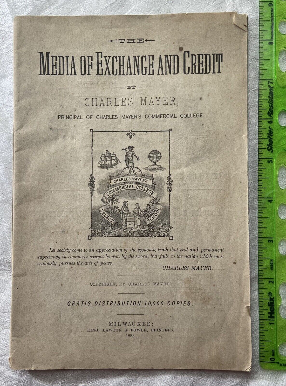 1883 Charles Mayer Commercial College Exchange Booklet Milwaukee Historical Coin