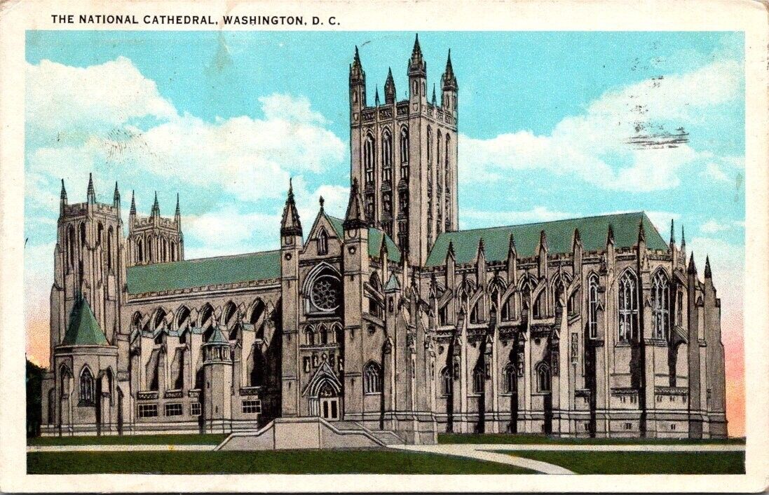 Postcard Washington DC The National Cathedral 1933 Stamp Episcopal Mt. St. Alban