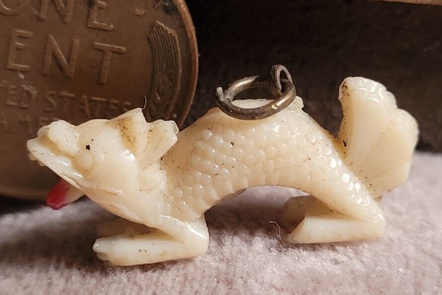 Vintage Celluloid DRAGON MONSTER charm prize jewelry 