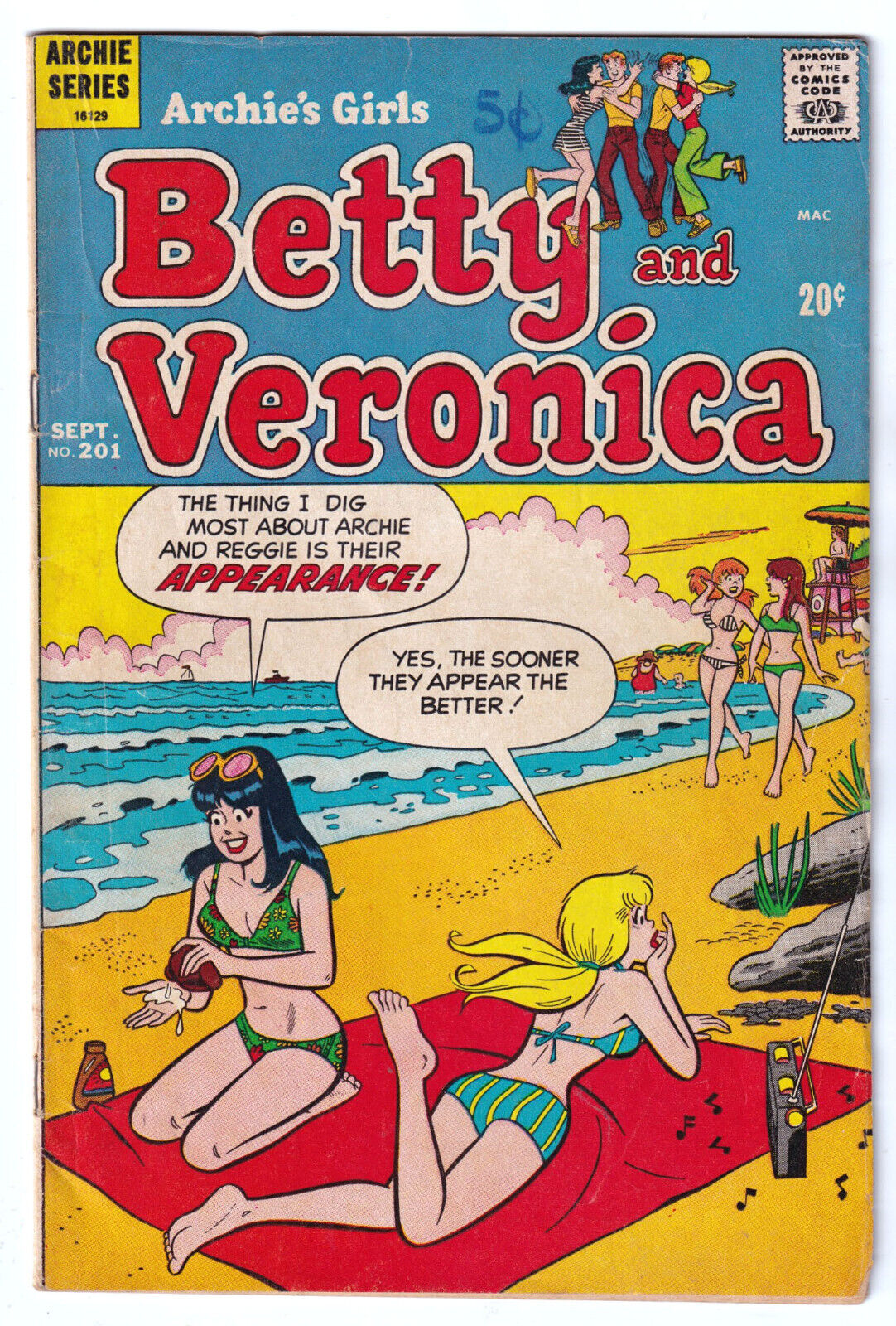 BETTY and VERONICA 201 (1972 Archie) Dan DeCarlo Bikini GGA C; VG+ 4.5