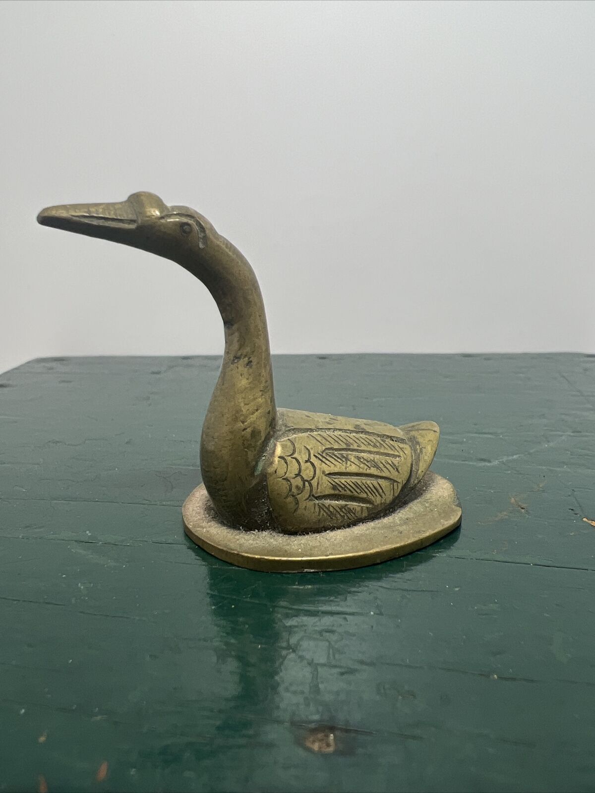 Vintage Miniature Brass Duck Goose Bird  1 3/4\