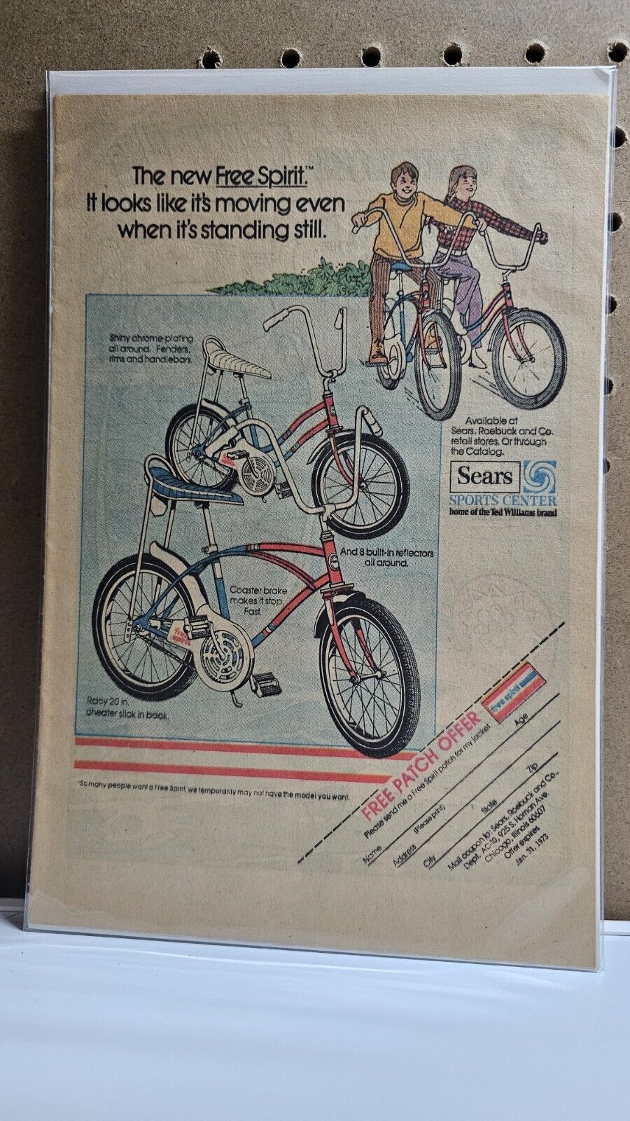1970s Vintage Free Spirit Bicycle Art Print Ad