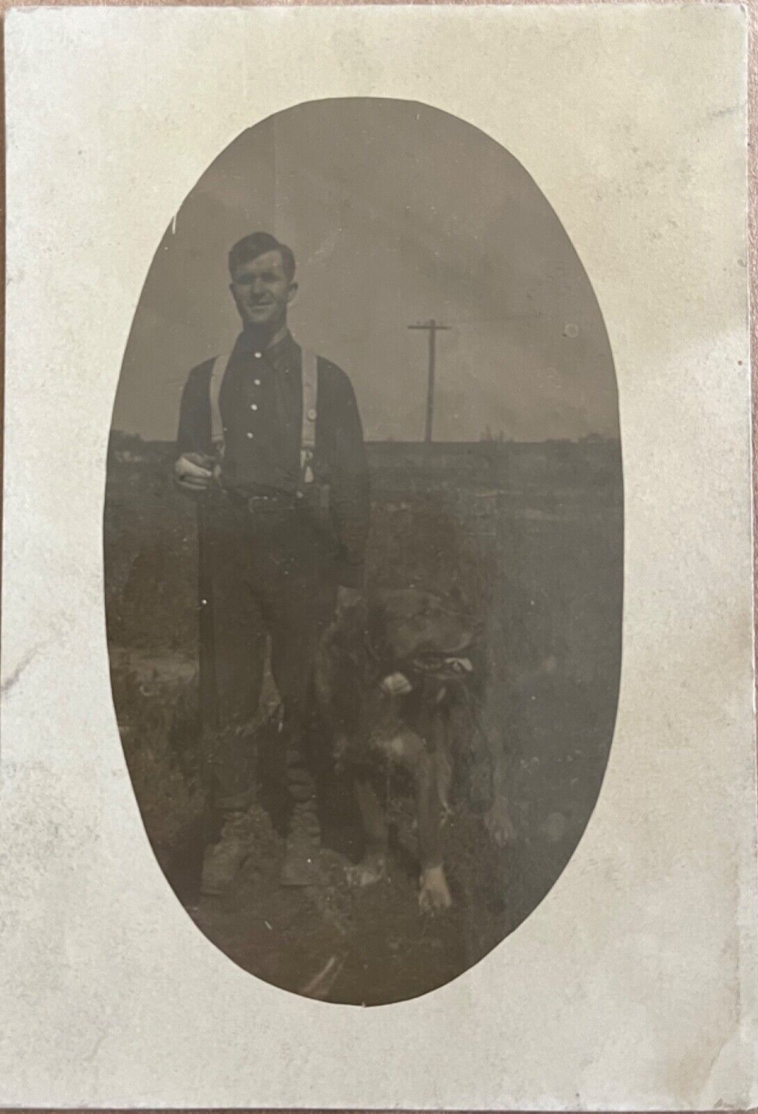 RPPC Man with his Dog Antique Real Photo Postcard c1910