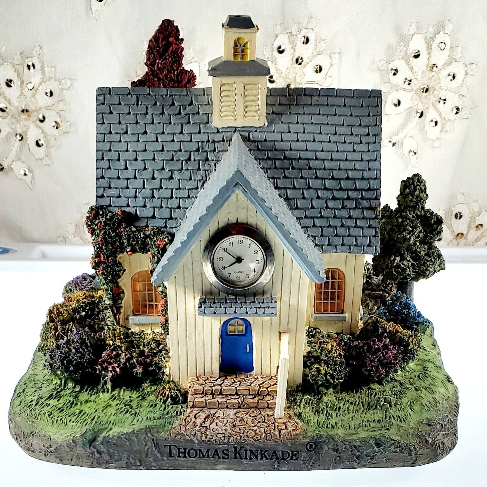The Forest Chapel Thomas Kinkade 2004 Battery Lighted Church with Clock