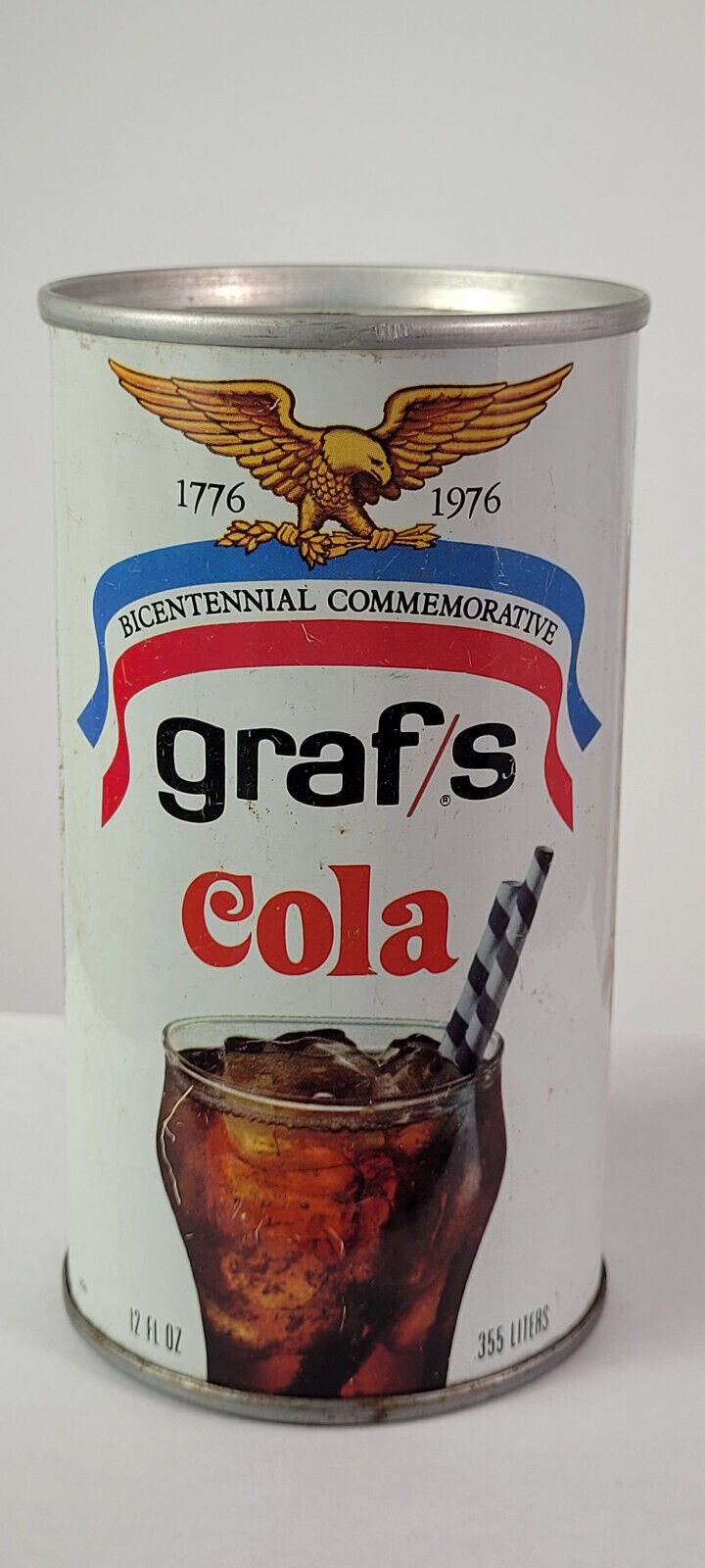 Graf\'s Graf/s Cola Stars and Stripes Steel Can Flat Pull Tab Top Rare Vintage