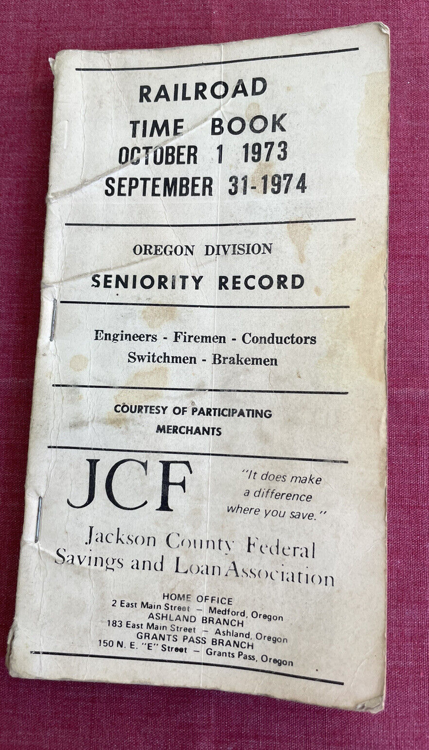 1973 Railroad Time Book Oregon Division Unused Error Vintage Train Memorabilia