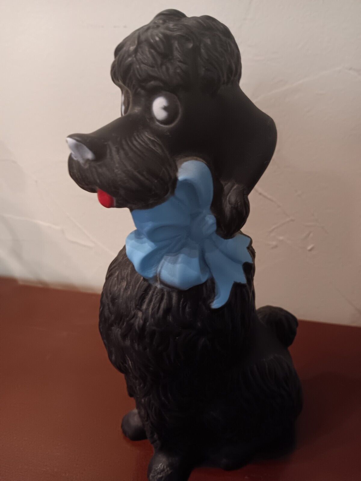 Vintage 1960s Niagara Plastics black Poodle rubber bank toy