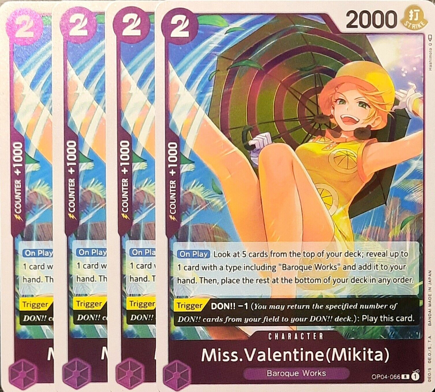 One Piece TCG - 4 Series Playset - OP04-066 Miss.Valentine (Mikita) R/EN/NM