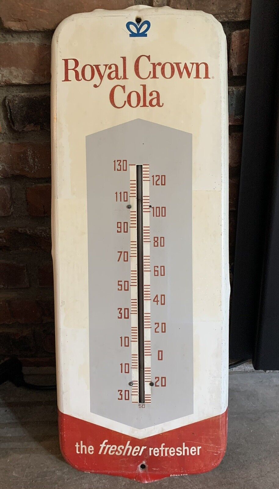 Vintage RC ROYAL CROWN COLA Thermometer Tin Soda Sign 25\