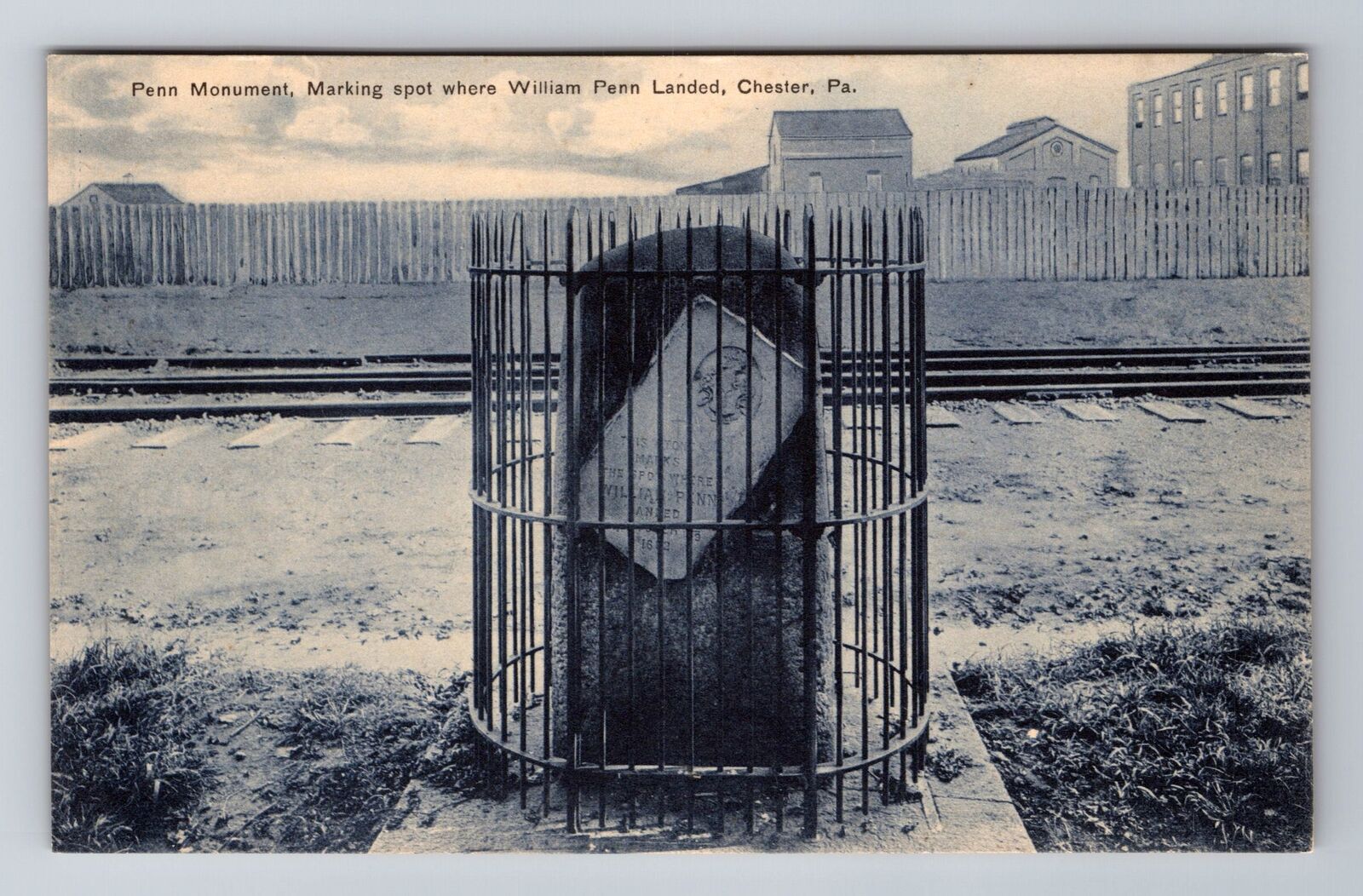 Chester PA-Pennsylvania, Penn Monument Landing spot Wilm Penn, Vintage Postcard