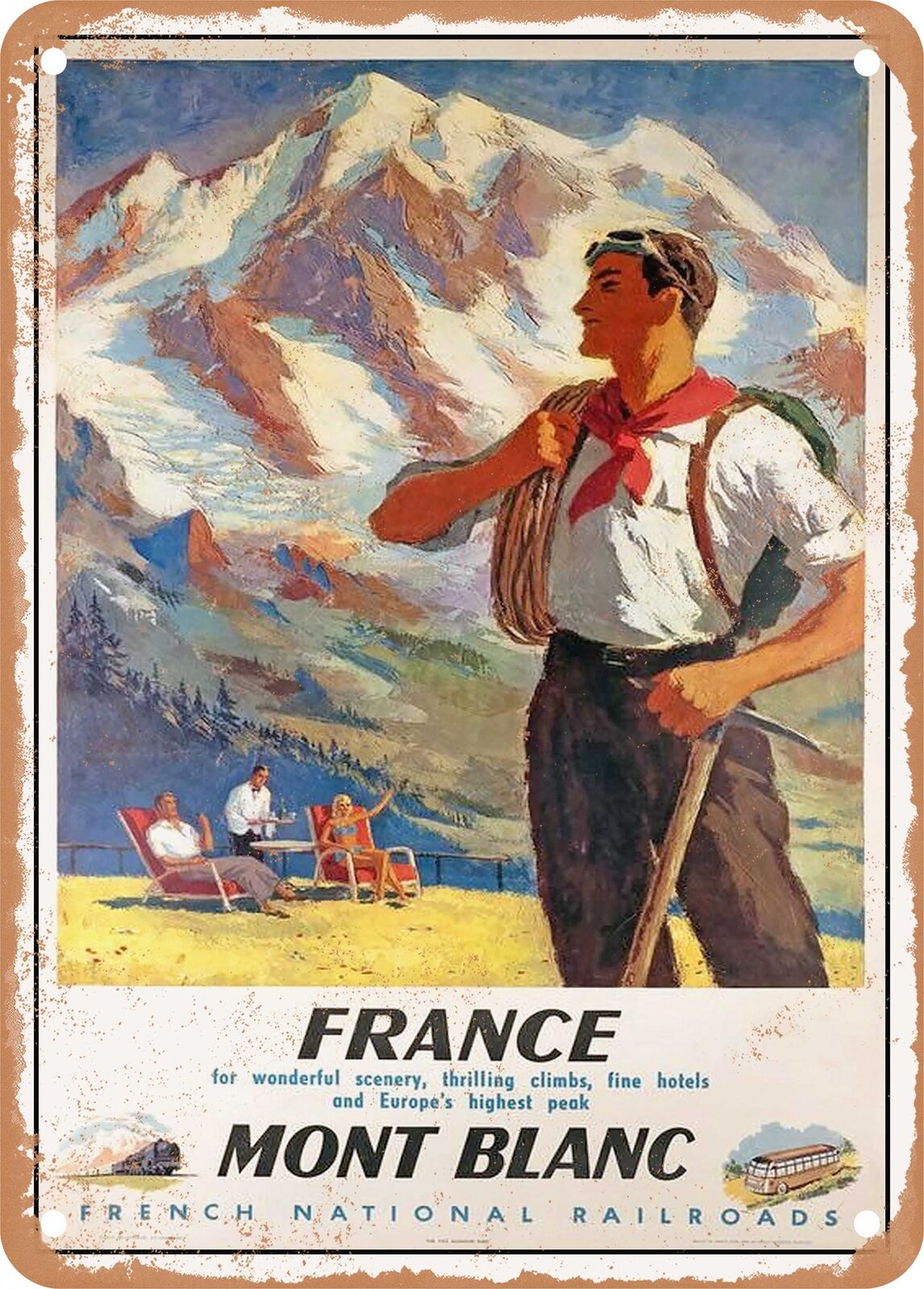 METAL SIGN - 1948 France Mont Blanc French National Railroads Vintage Ad
