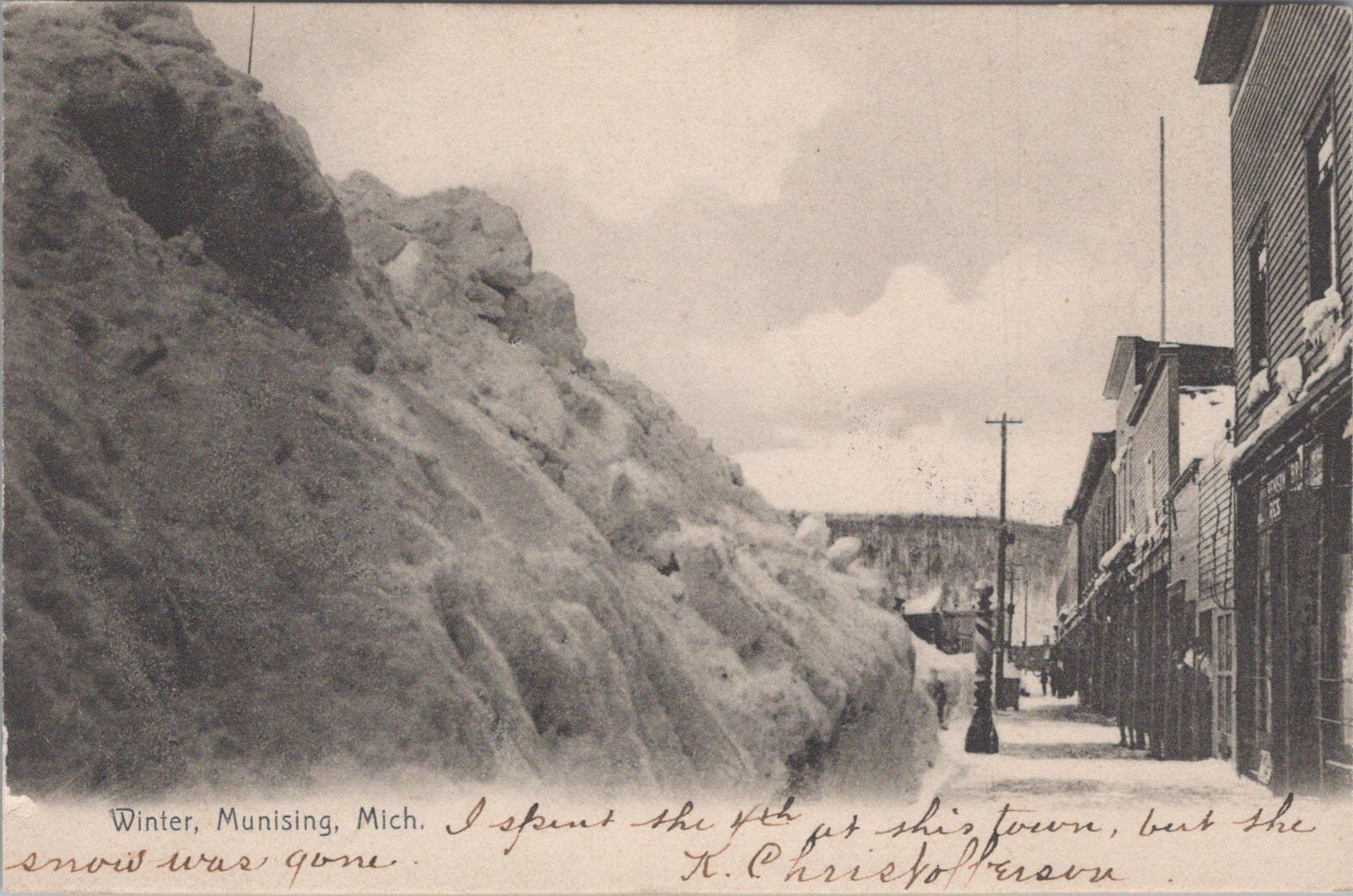 Winter in Munising, Michigan The Rotograph Co. 1907 Postcard