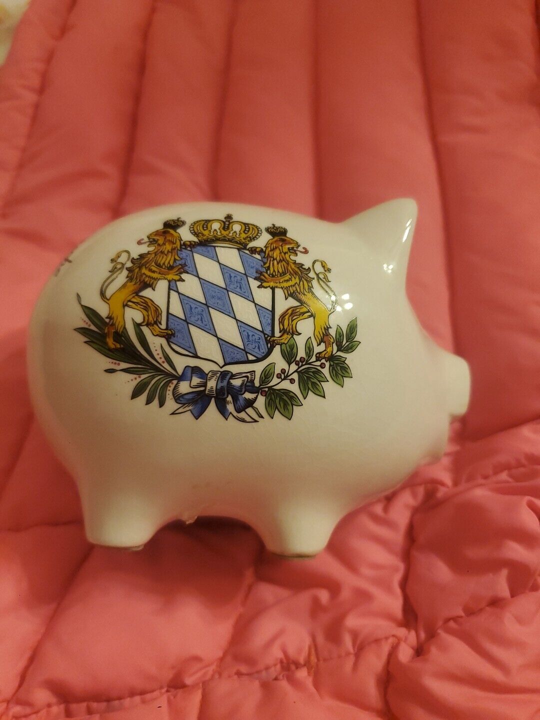 Vintage Lion Passant Royal Bavarian Piggy Bank W / Key