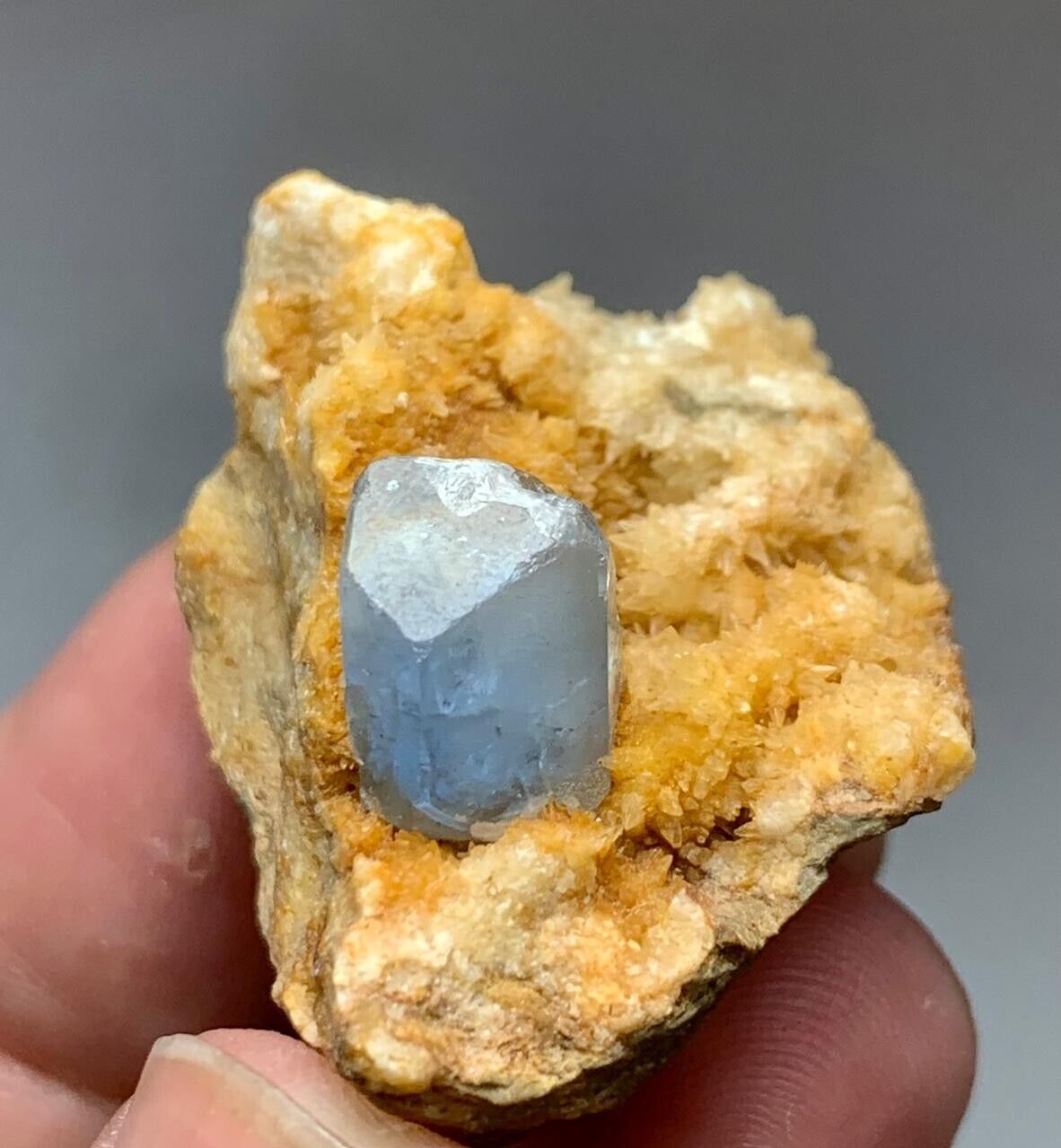 144 Cts Natural Blue Celestine With Yellow CalcMineral Specimen from Afghanistan