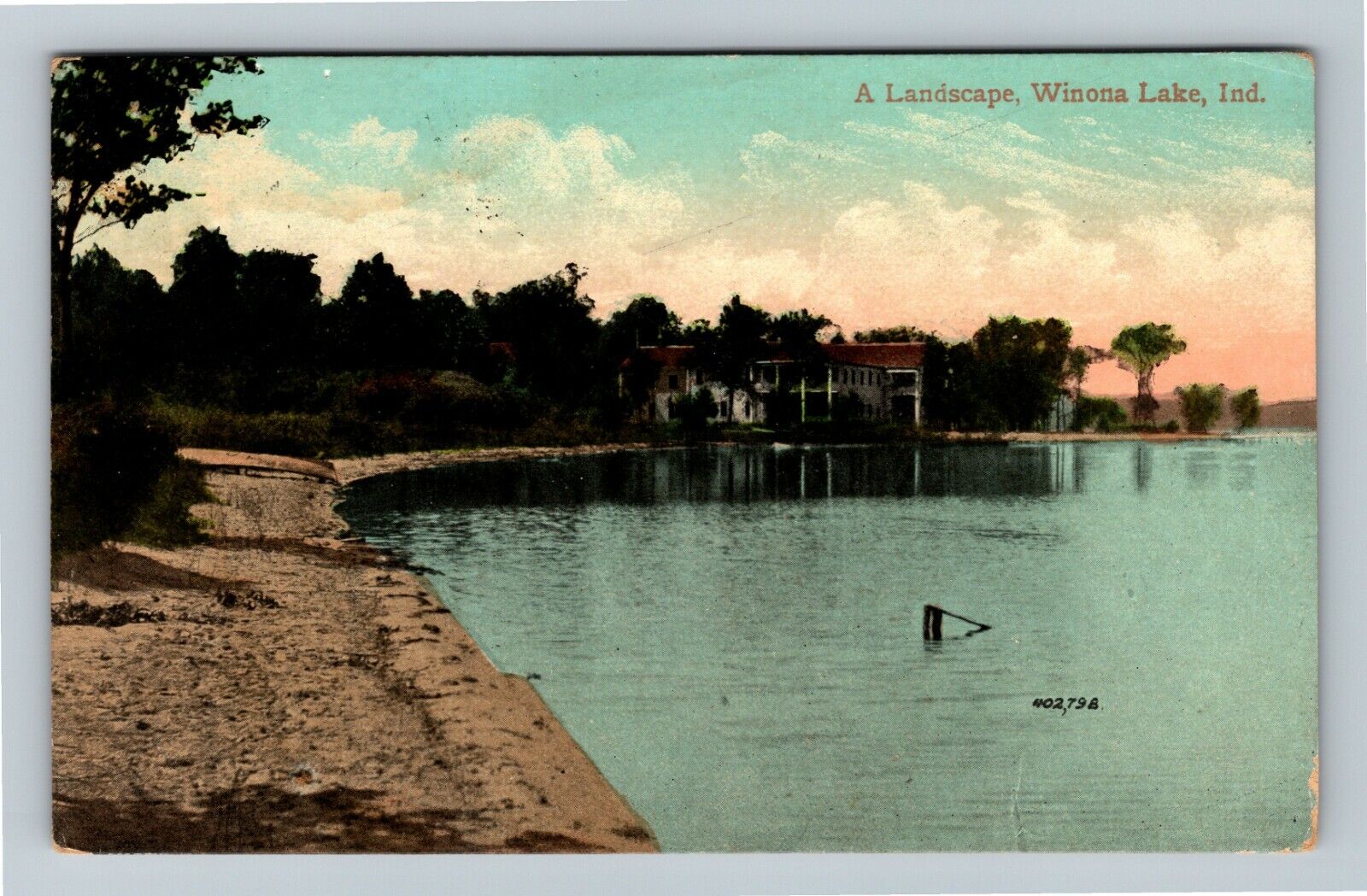 Winona Lake IN-Indiana, Landscape Scene, c1908 Vintage Postcard