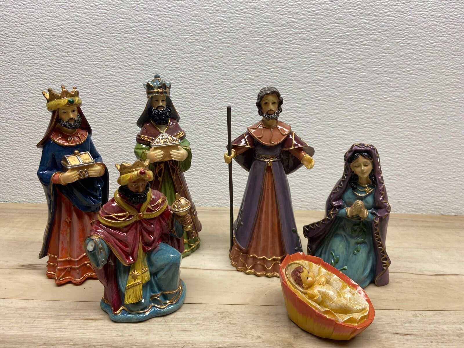 Vtg Greenbrier Int. Nativity Set Of 6 Resin Figurine
