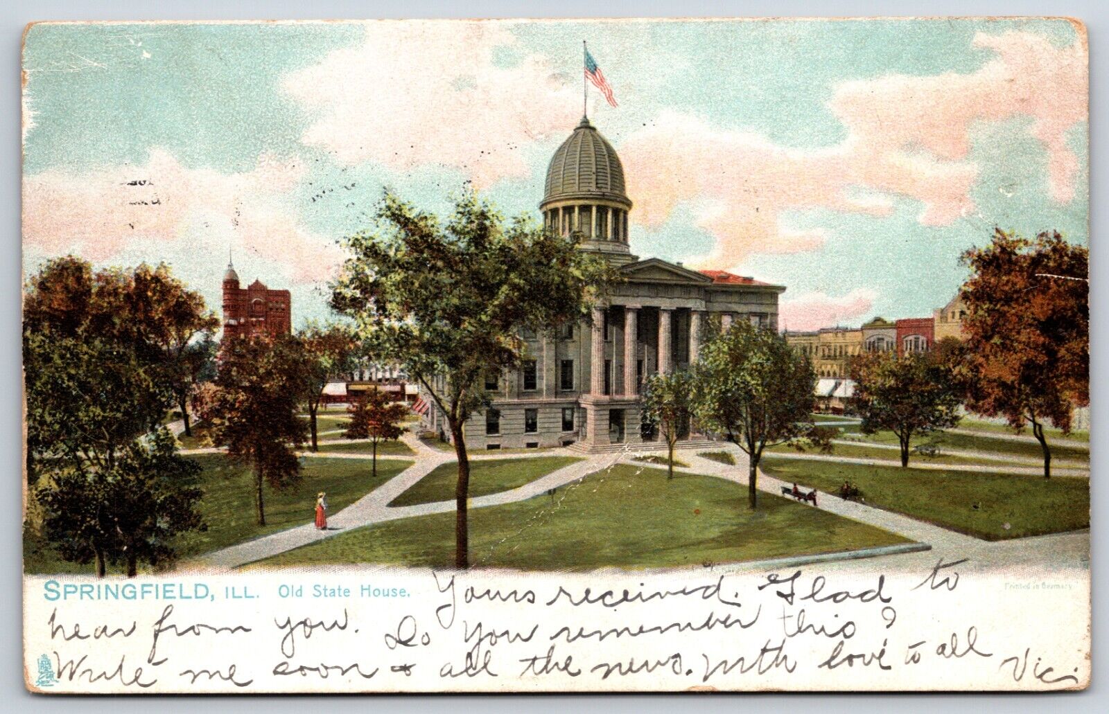 Postcard Old State House, Springfield, Illinois Posted 1906