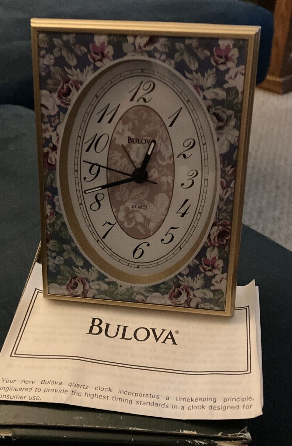 Bulova Quartz Clock, Floral Pattern