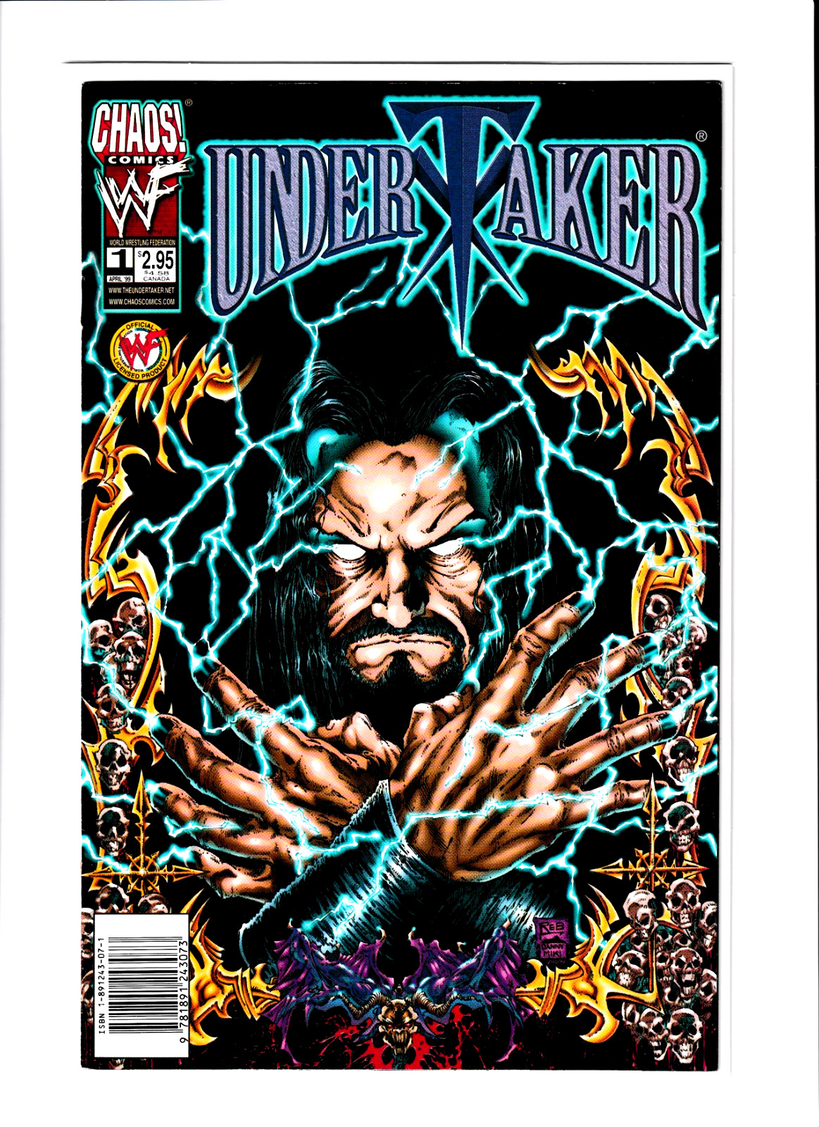 WWF WWE UNDERTAKER #1 CHAOS COMICS WRESTLING REB COVER NEWSTAND WOW  A78