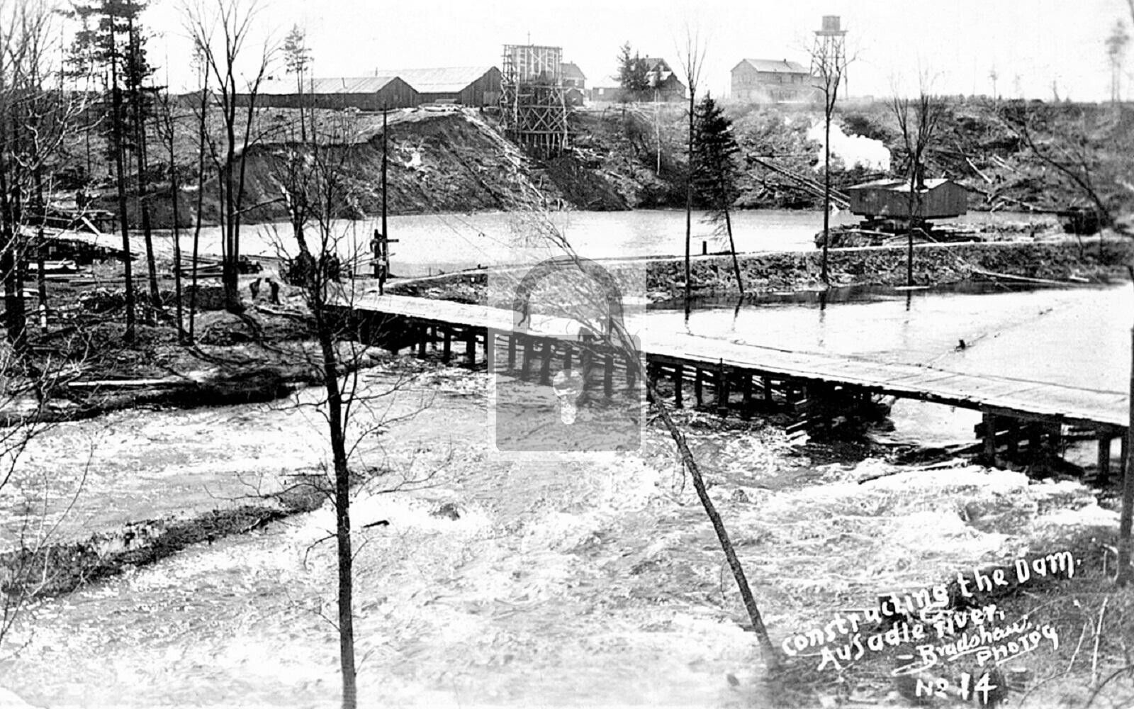 Dam Construction Au Sable Michigan MI Reprint Postcard