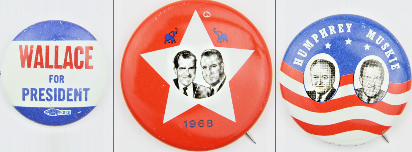 VTG 1968 President Campaign Pin Button Lot Richard Nixon Humphrey Wallace Repro