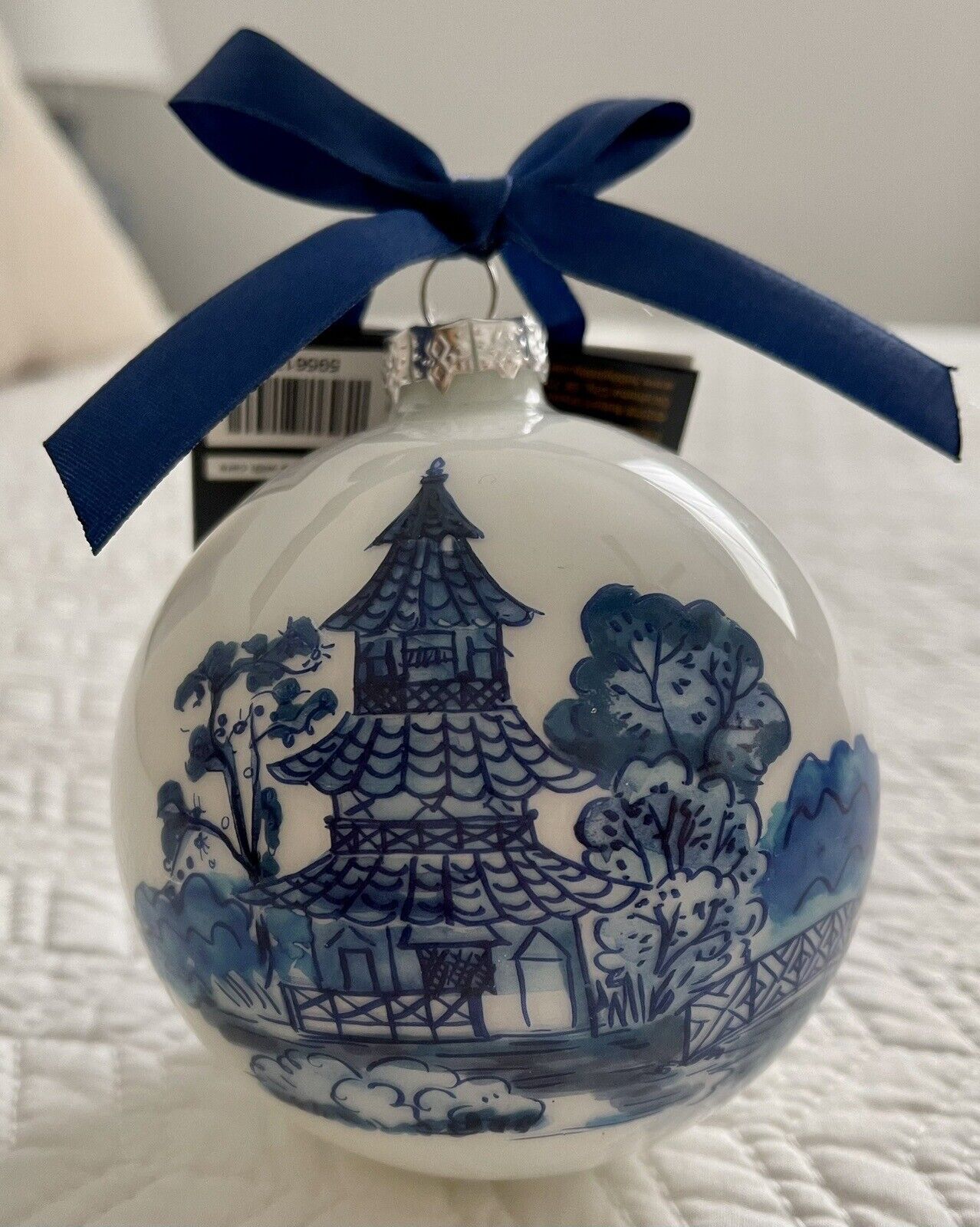 Chinoiserie Pagoda Christmas Ornament Glass Ball NEW
