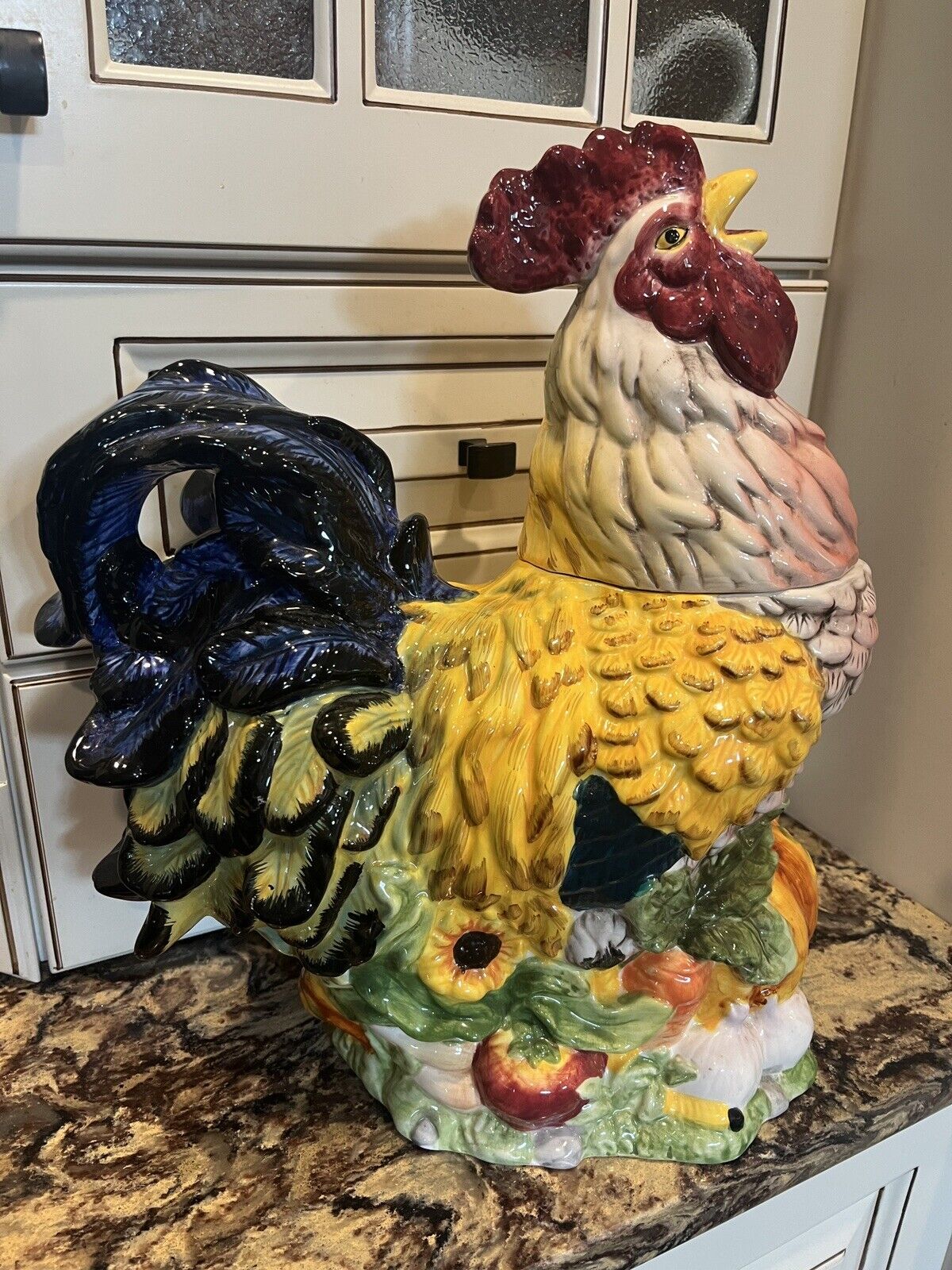 Large French Country Rooster Farmhouse Decor Tureen Cookie Jar Sculpture