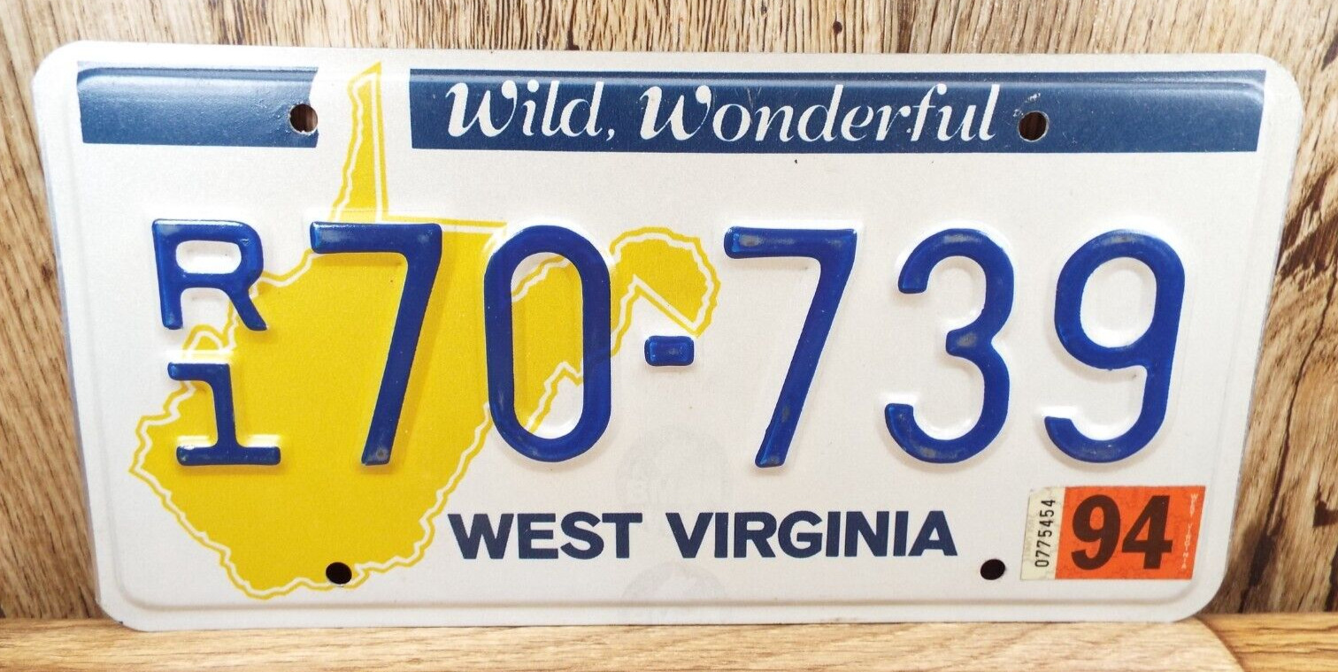 VINTAGE West Virginia STATE OUTLINE RESCREATIONAL License Plate WILD, WONDERFUL